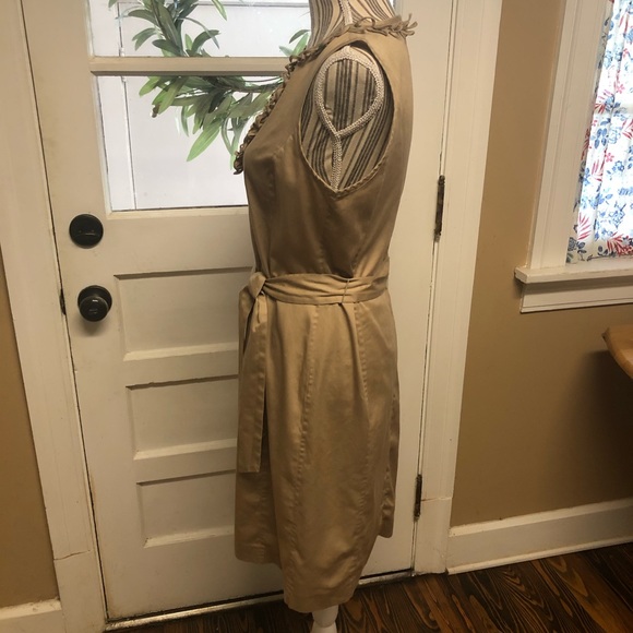 Talbots tan cotton blend dress w/ neckline detail - Picture 4 of 8